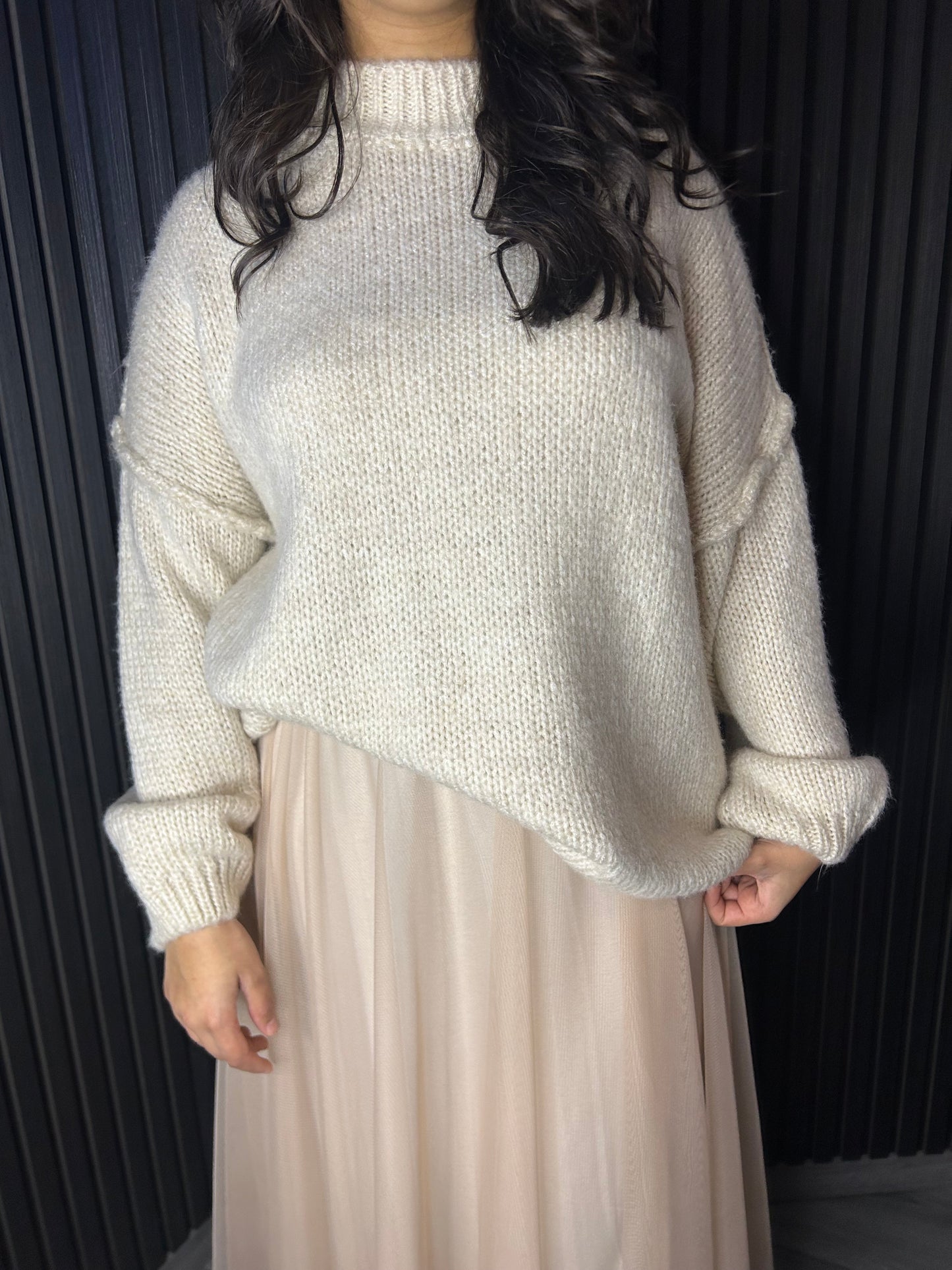 Oversized Knit Sweater Beige